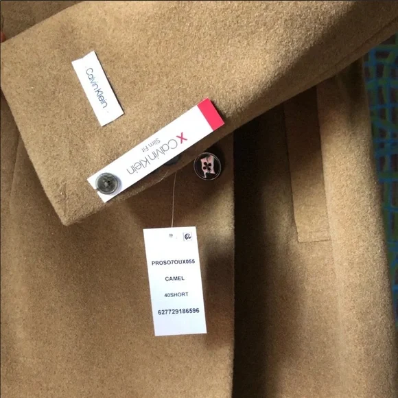 Calvin Klein men's camel coat size 40short NWT - Picture 3 of 8